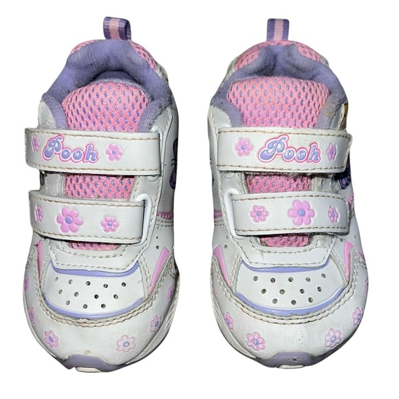 RARE Vintage Winnie the Pooh Disney Floral Toddler Shoes Butterfly Floral 5 - Picture 4 of 8